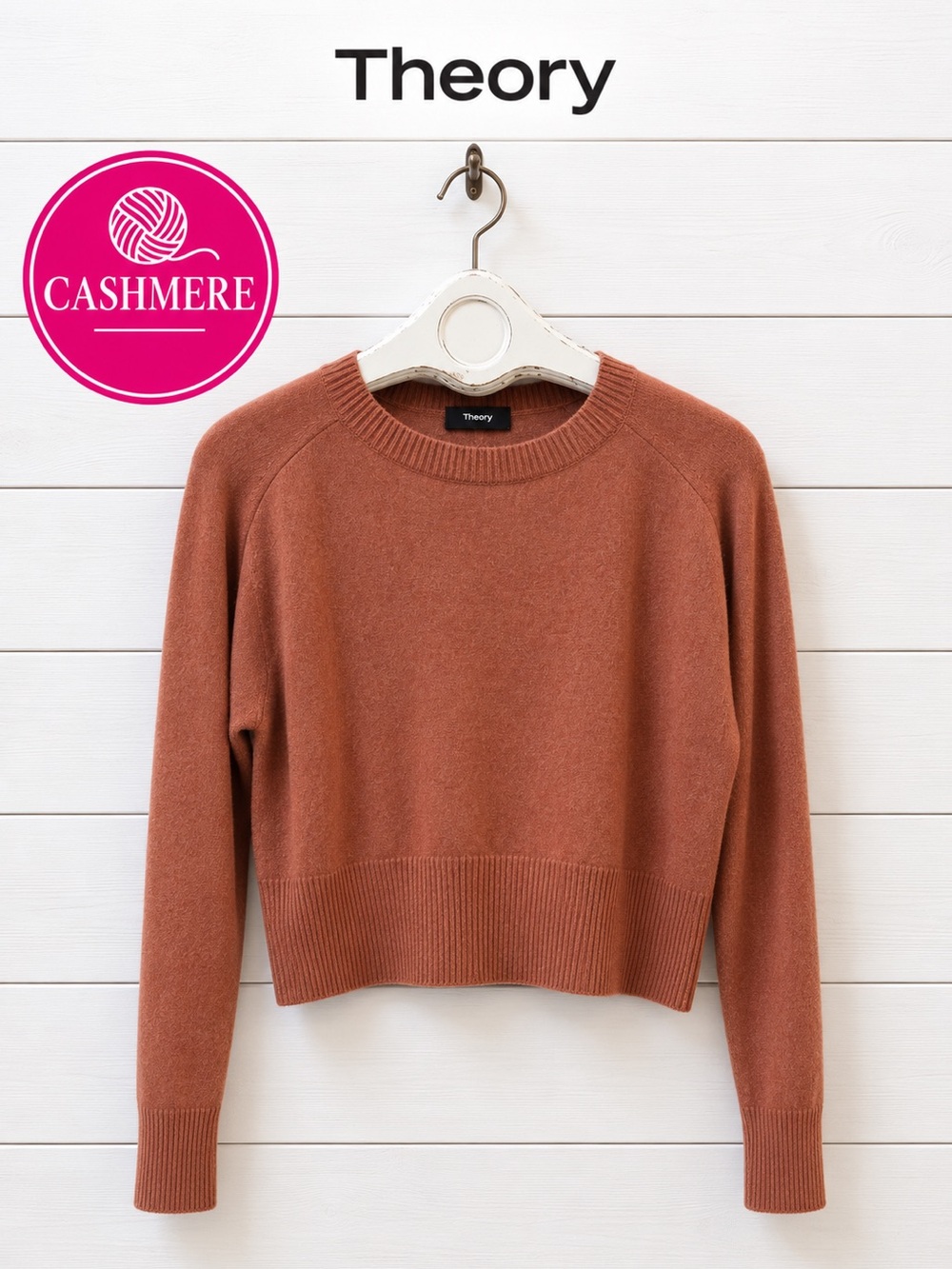 THEORY Pink Cropped Cashmere Sweater size S